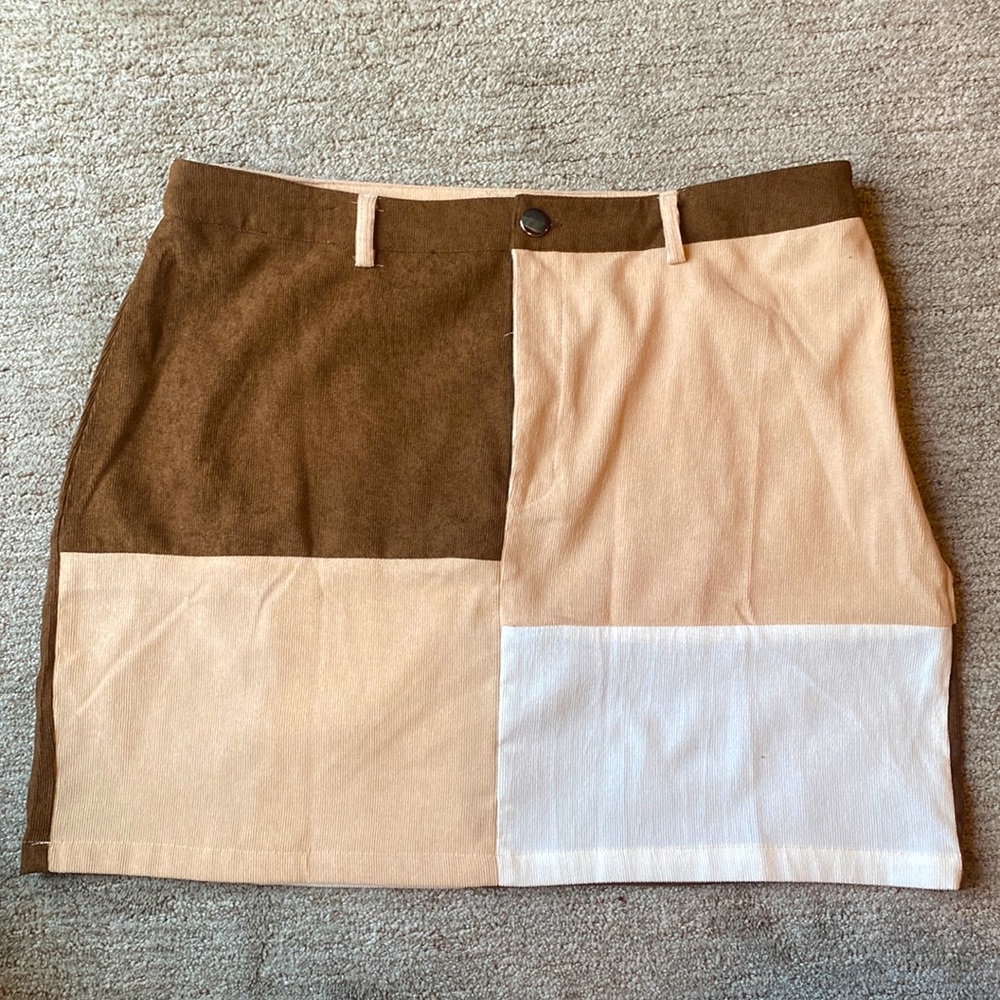 SHEIN Curve Corduroy Patchwork Mini Skirt Sz 2XL